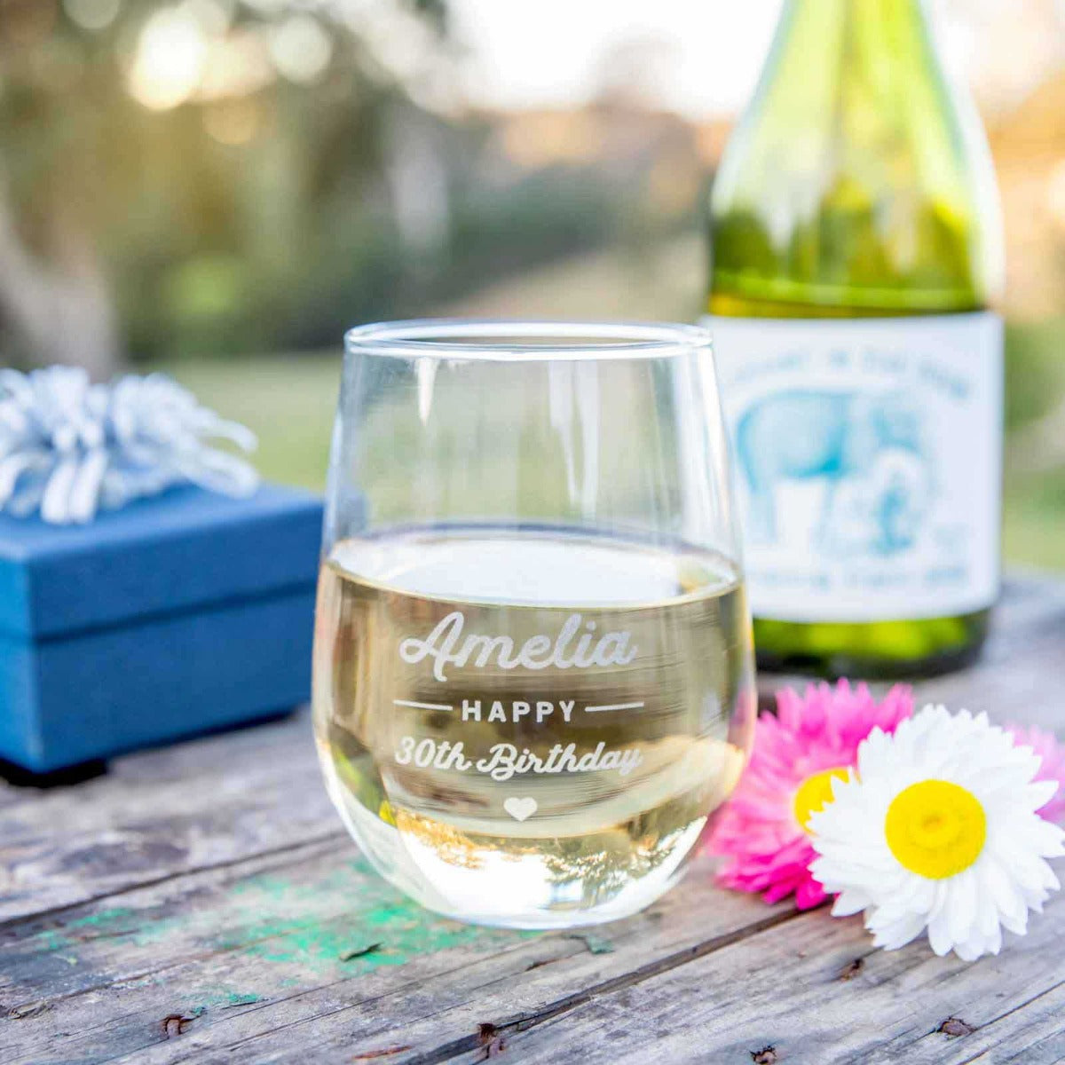 Engraved Birthday 460ml Stemless Wine Glasses