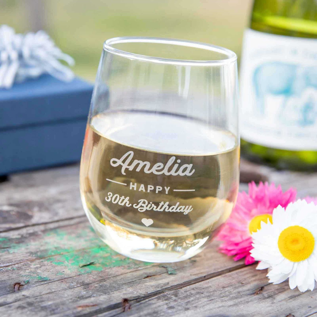 Engraved Birthday 460ml Stemless Wine Glasses
