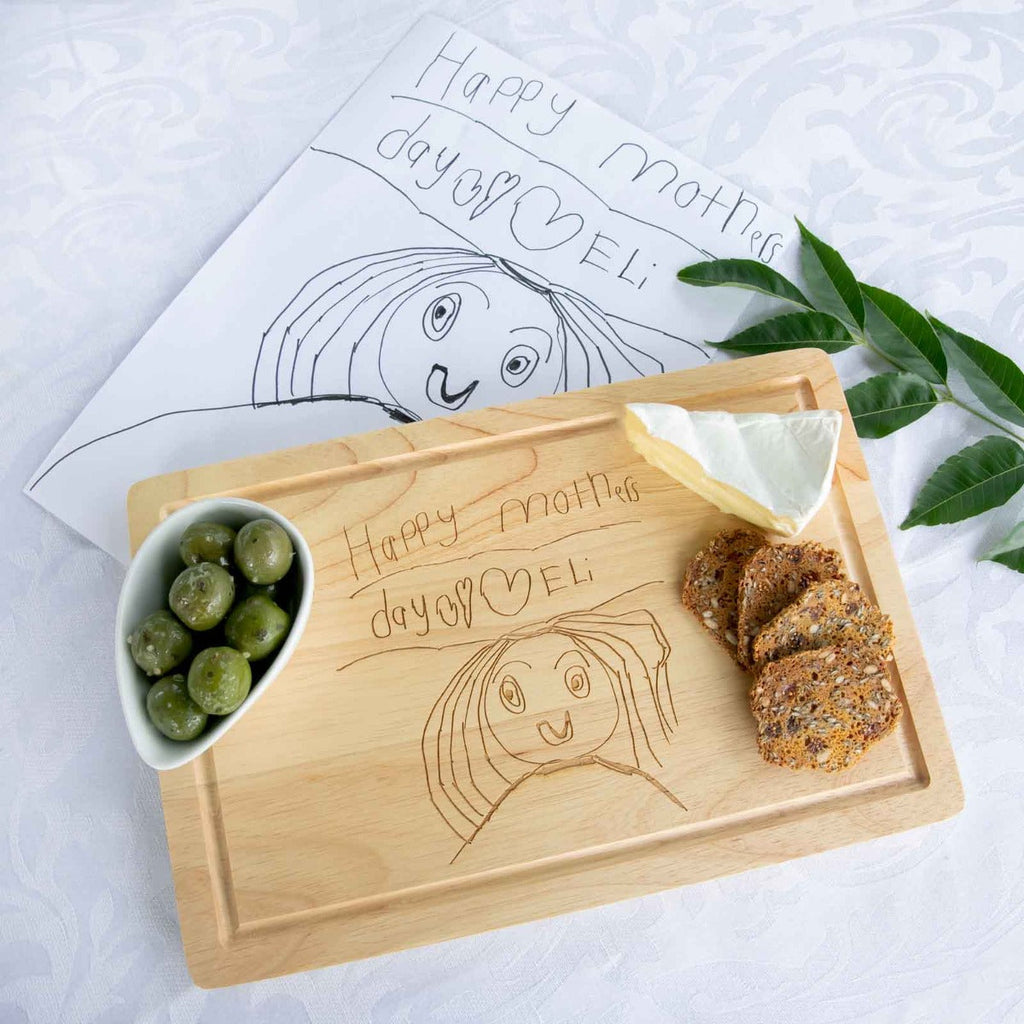 Rectangle Wooden Cheese Board Engraved With Your Child's Drawing