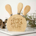 Engraved Christmas 3 Piece Cheese Block Knife Set