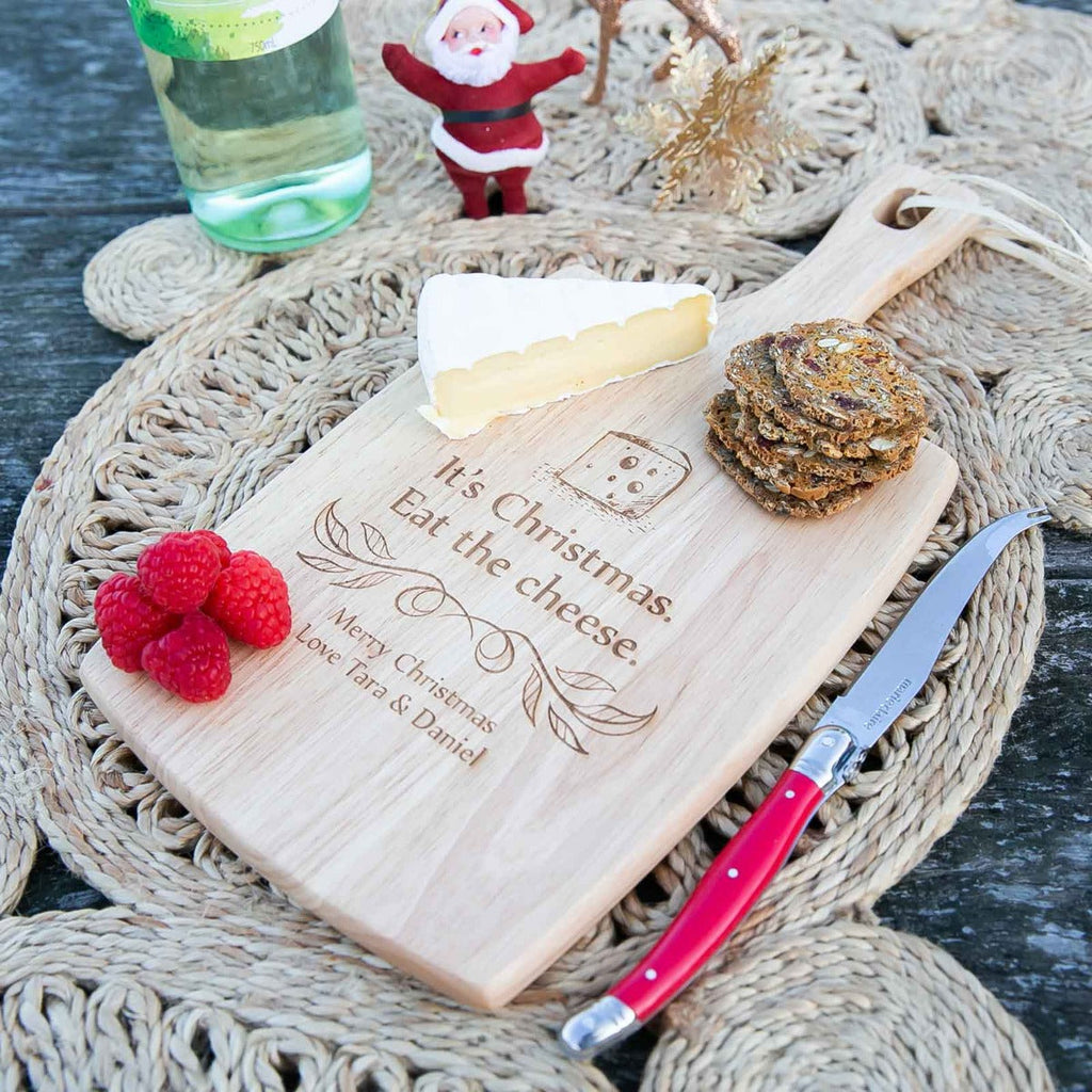 Engraved Wooden Christmas Cheese Serving Paddle Board