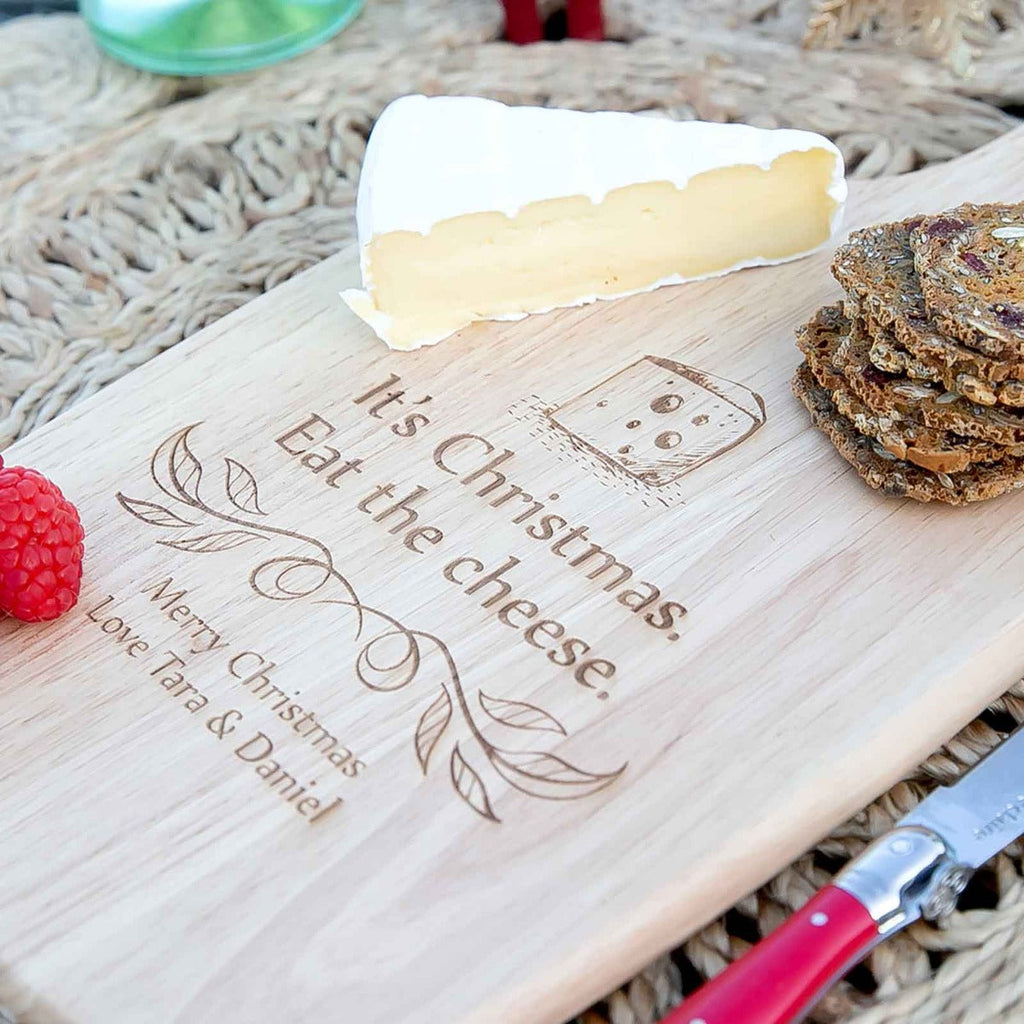 Engraved Wooden Christmas Cheese Serving Paddle Board