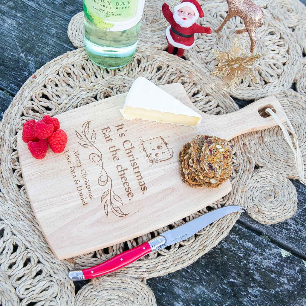 Engraved Wooden Christmas Cheese Serving Paddle Board