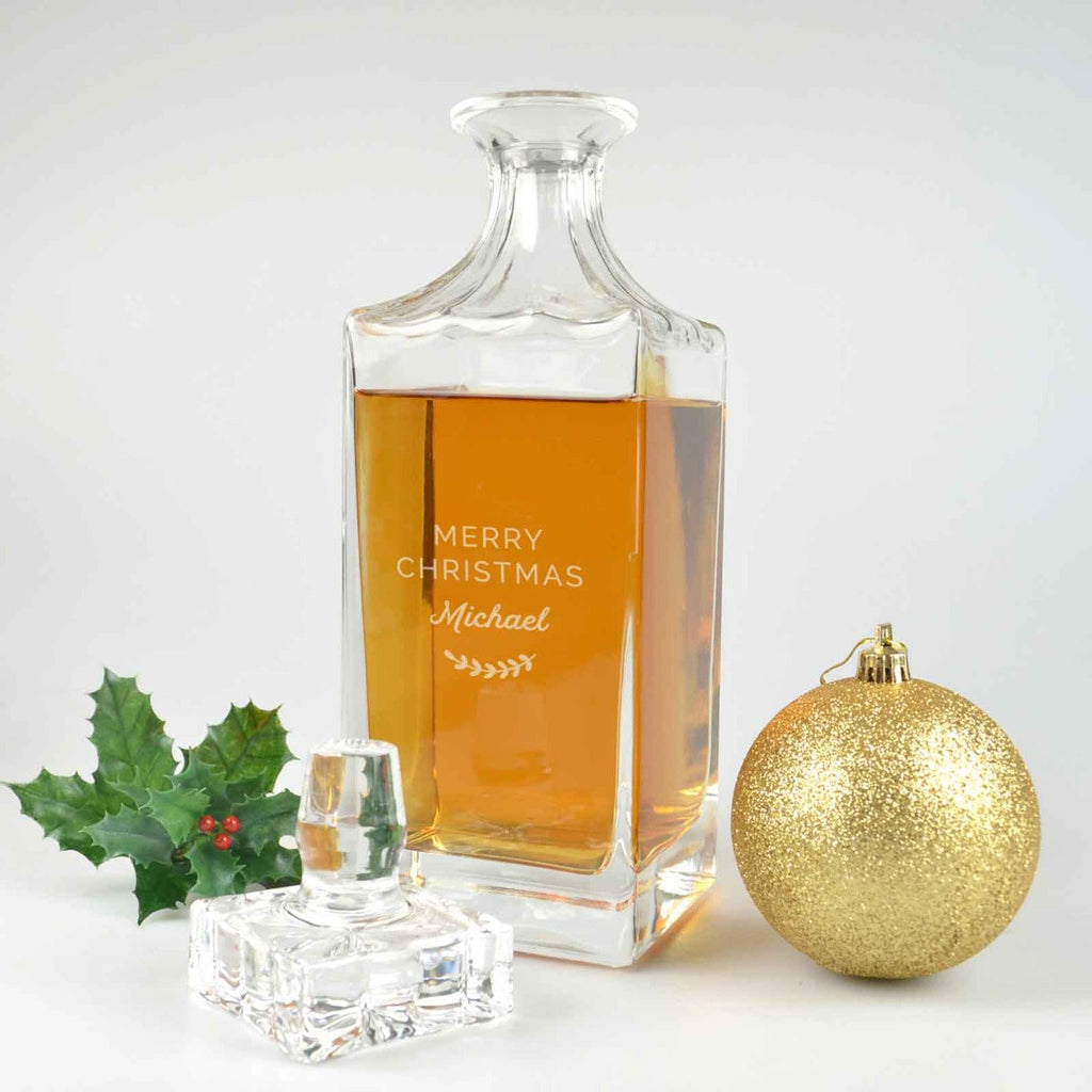 Engraved Christmas Deluxe Square Whiskey Decanter