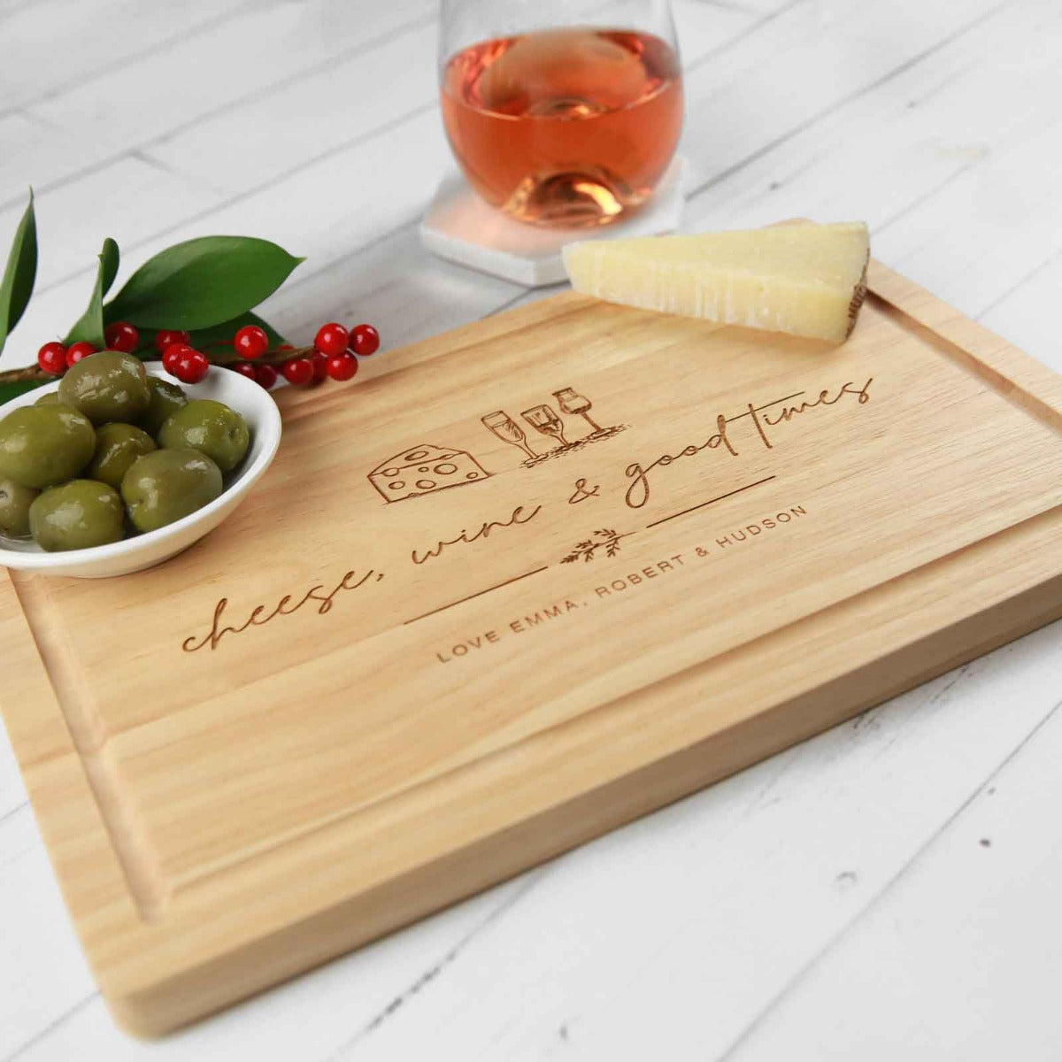 Engraved Rectangle Wooden Cheese Board Christmas Gift