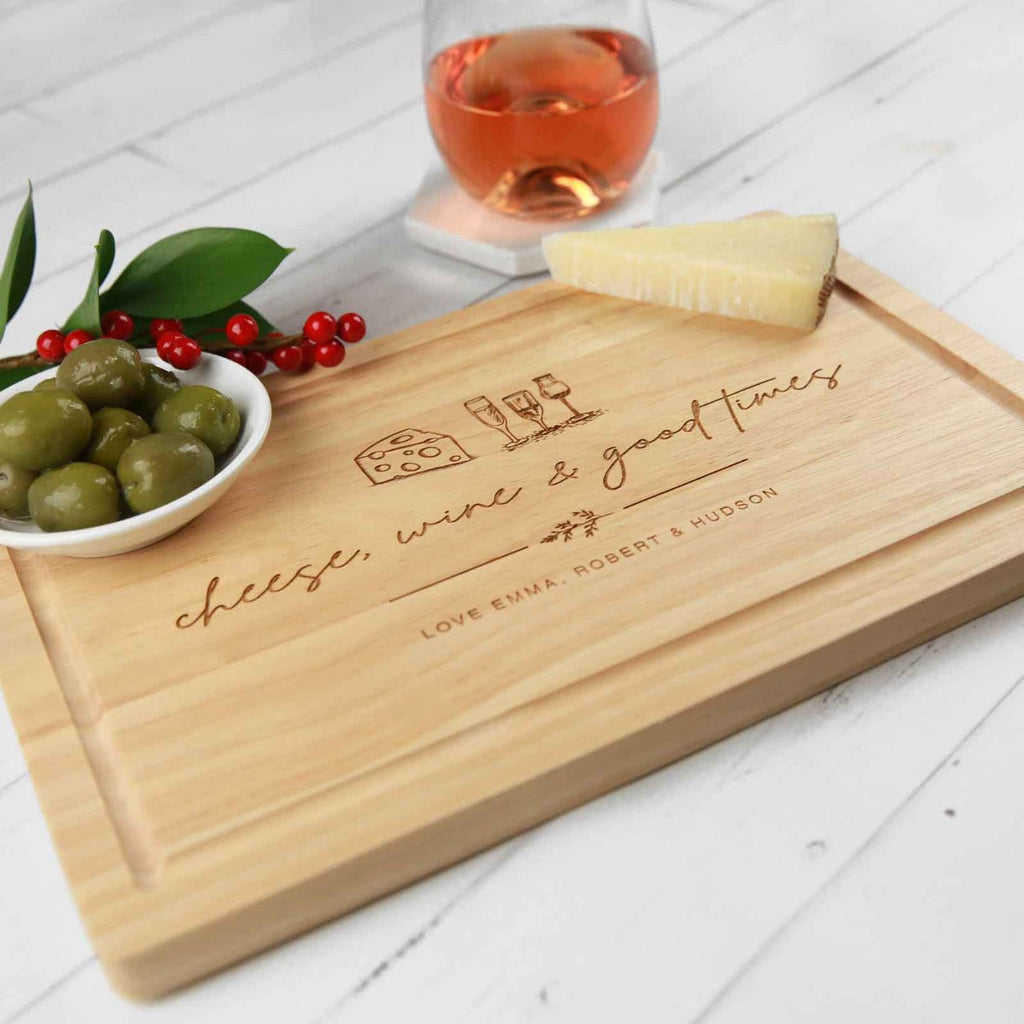 Engraved Rectangle Wooden Cheese Board Christmas Gift