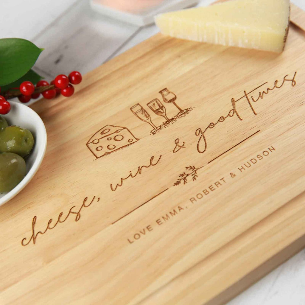Engraved Rectangle Wooden Cheese Board Christmas Gift