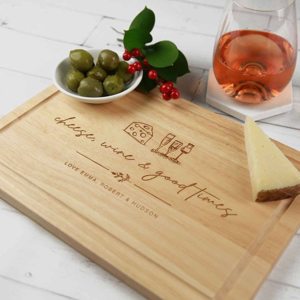 Engraved Rectangle Wooden Cheese Board Christmas Gift