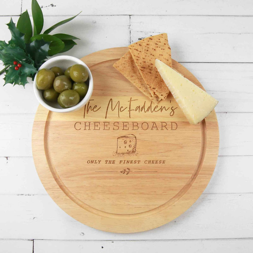 Engraved Round Wooden Cheese Board Christmas Gift