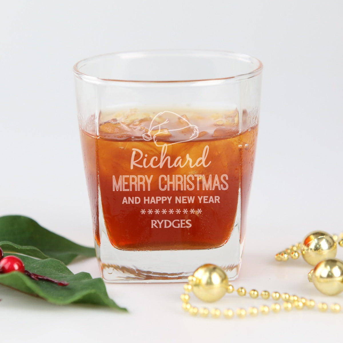 Customised Engraved Corporate Christmas Scotch Glass Employee Present