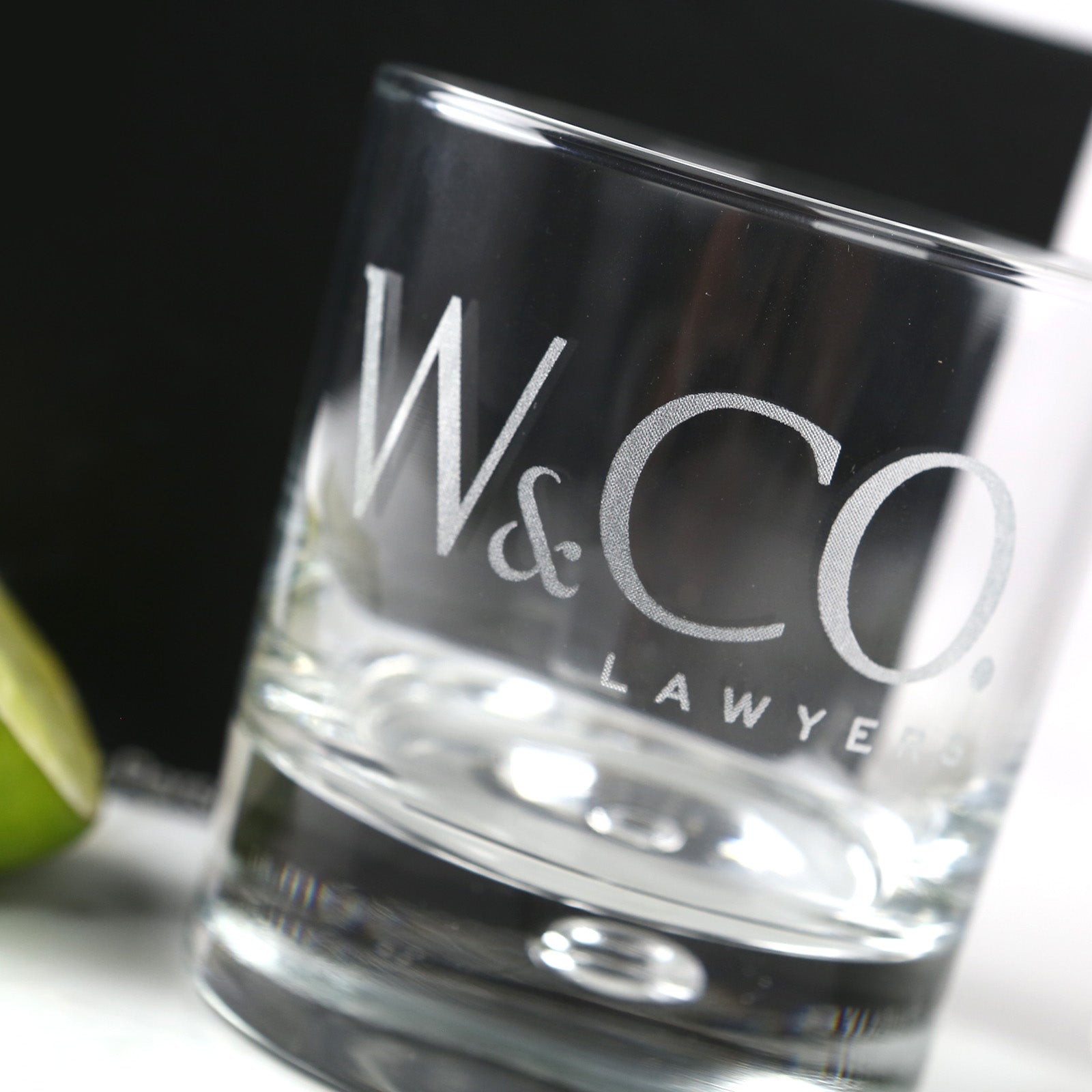 Custom Artwork Engraved Company Logo Premium Round European Scotch Glass Corporate or Client Promotional Gift