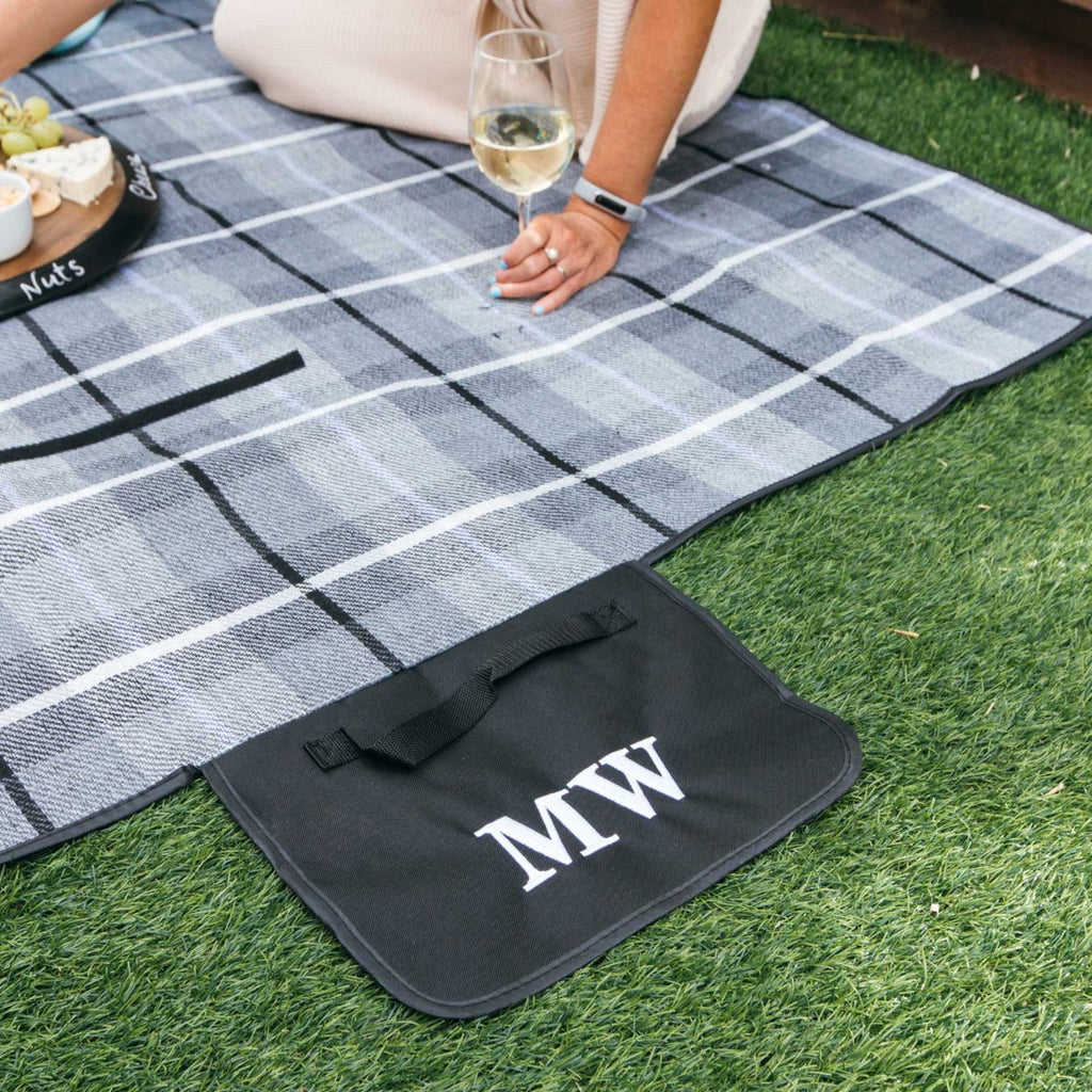 Embroidered Waterproof Picnic Blanket with Carry Handle
