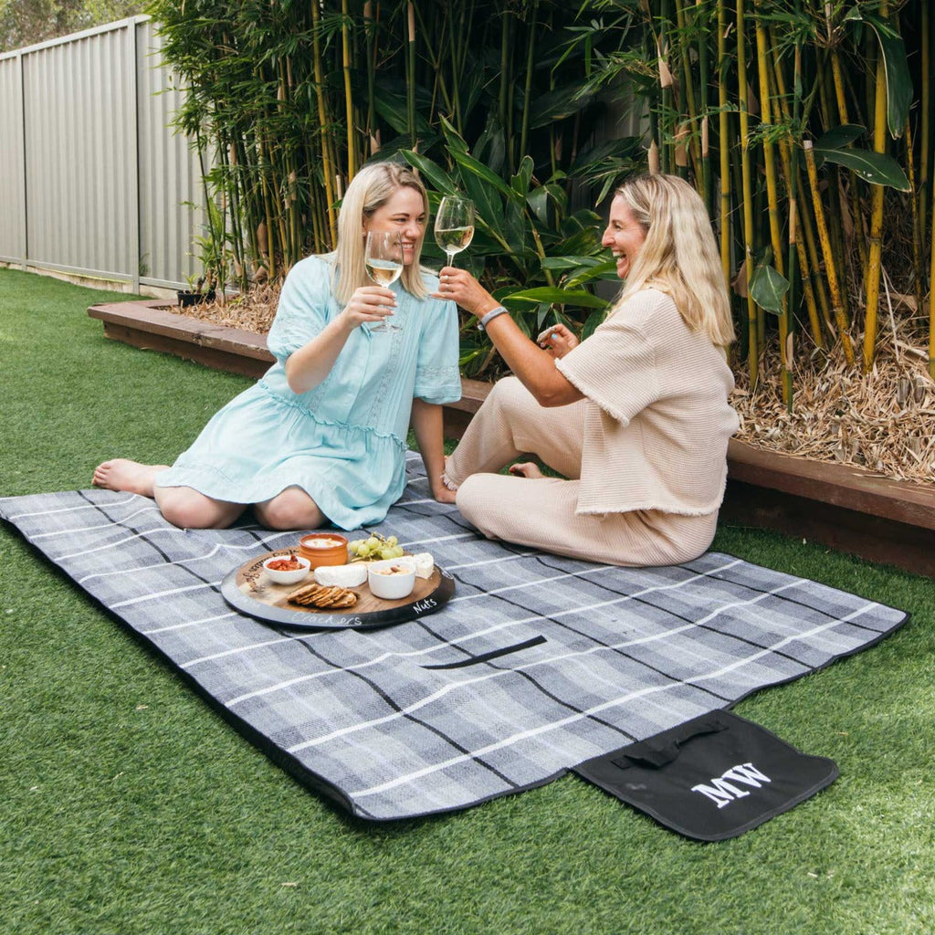 Embroidered Waterproof Picnic Blanket with Carry Handle
