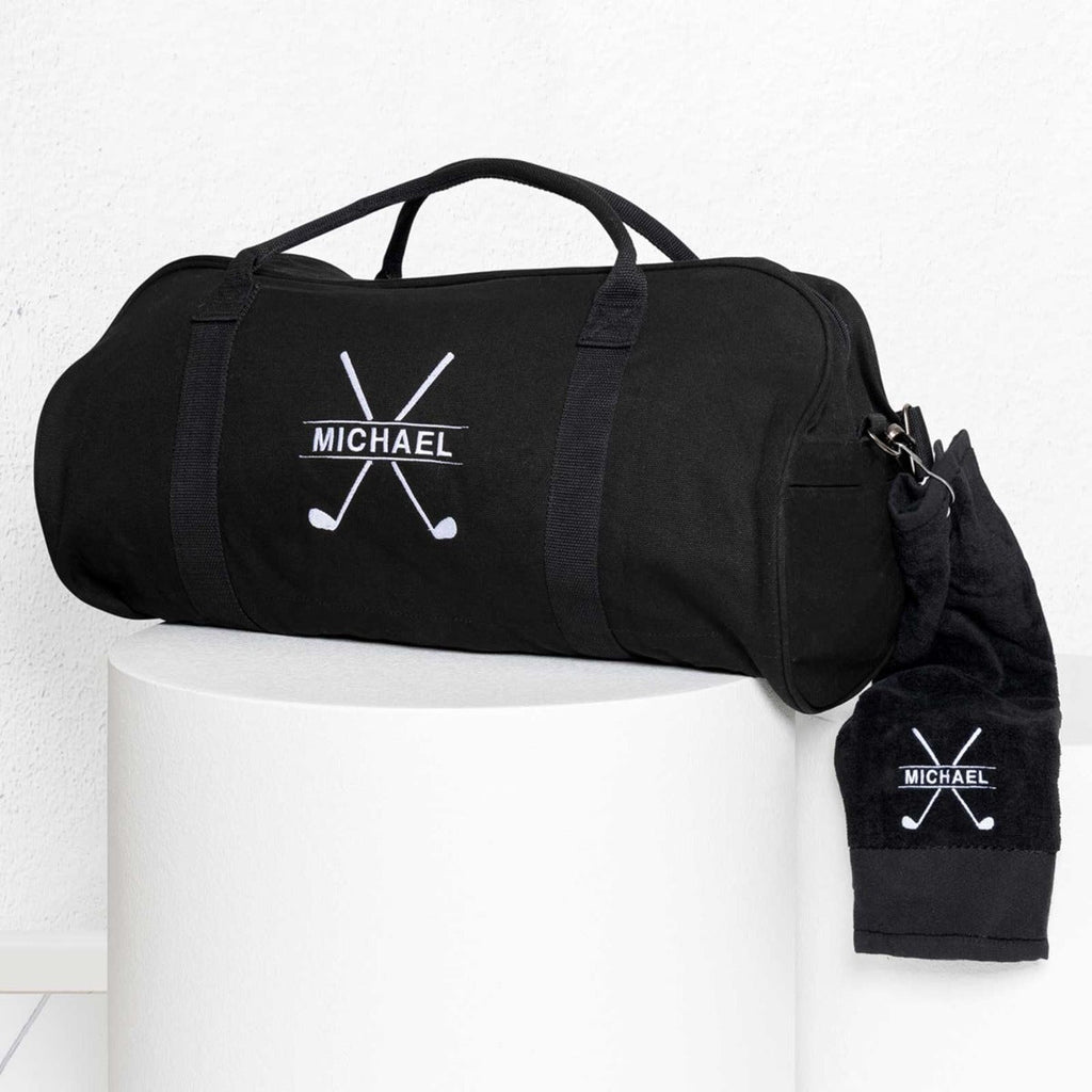 Embroidered Canvas Duffle Bag with Golf Towel