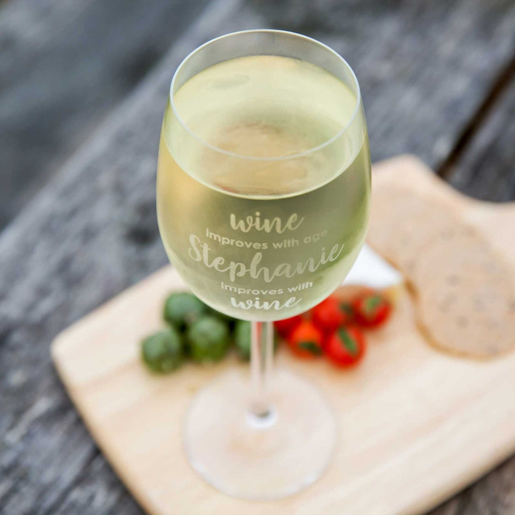 Engraved 360ml Barware Wine Glass