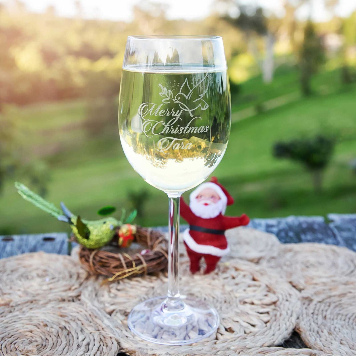 Engraved Christmas 360ml Wine Glasses