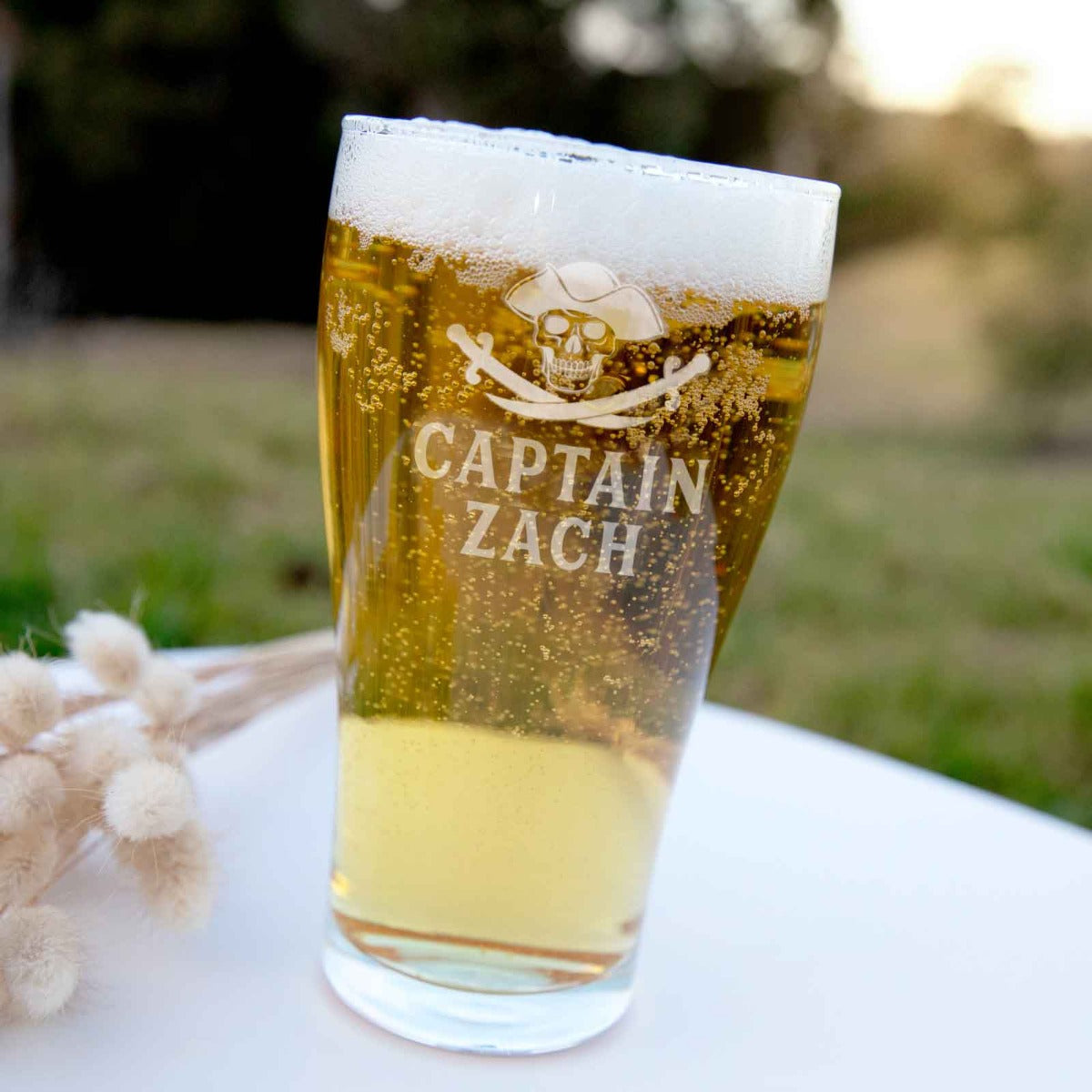 Engraved Captain 425ml Schooner Beer Glass