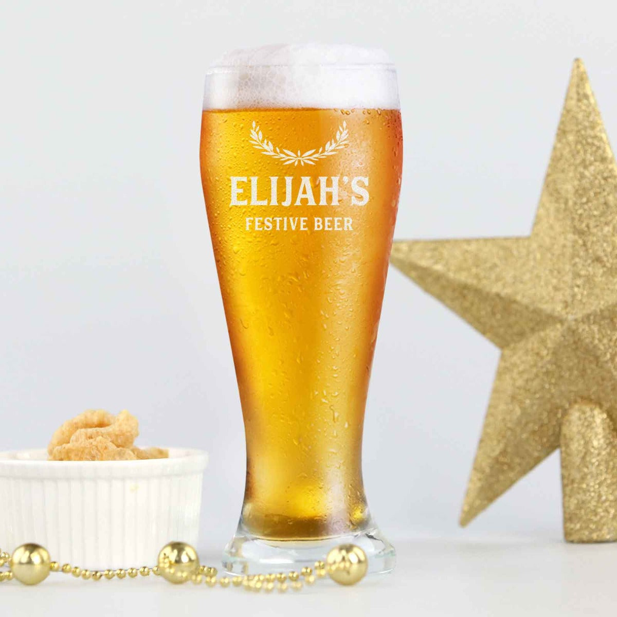 Christmas 425ml Engraved Schooner Beer Glass