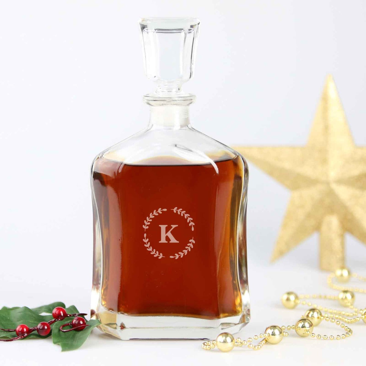 Engraved Christmas Premium Whiskey Decanter