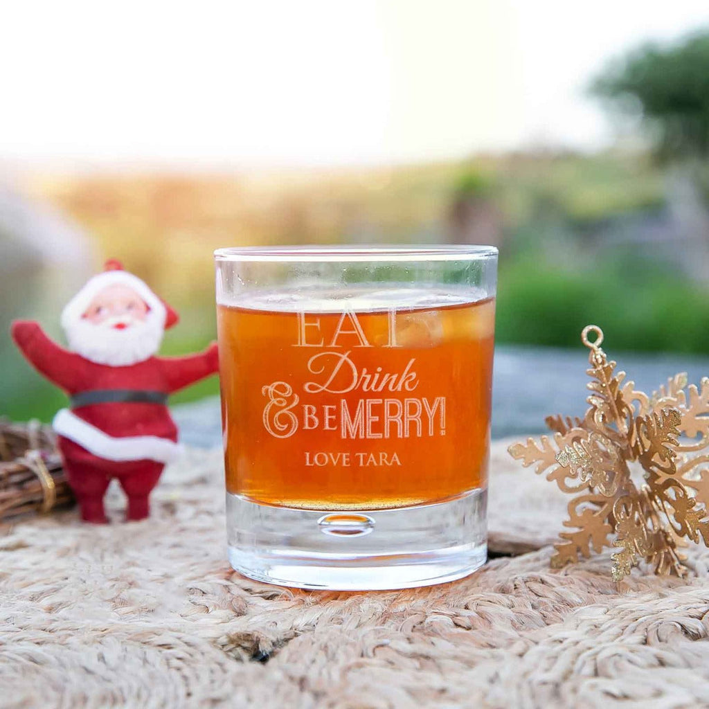 Engraved Round 305ml Scotch Glass Christmas Gift