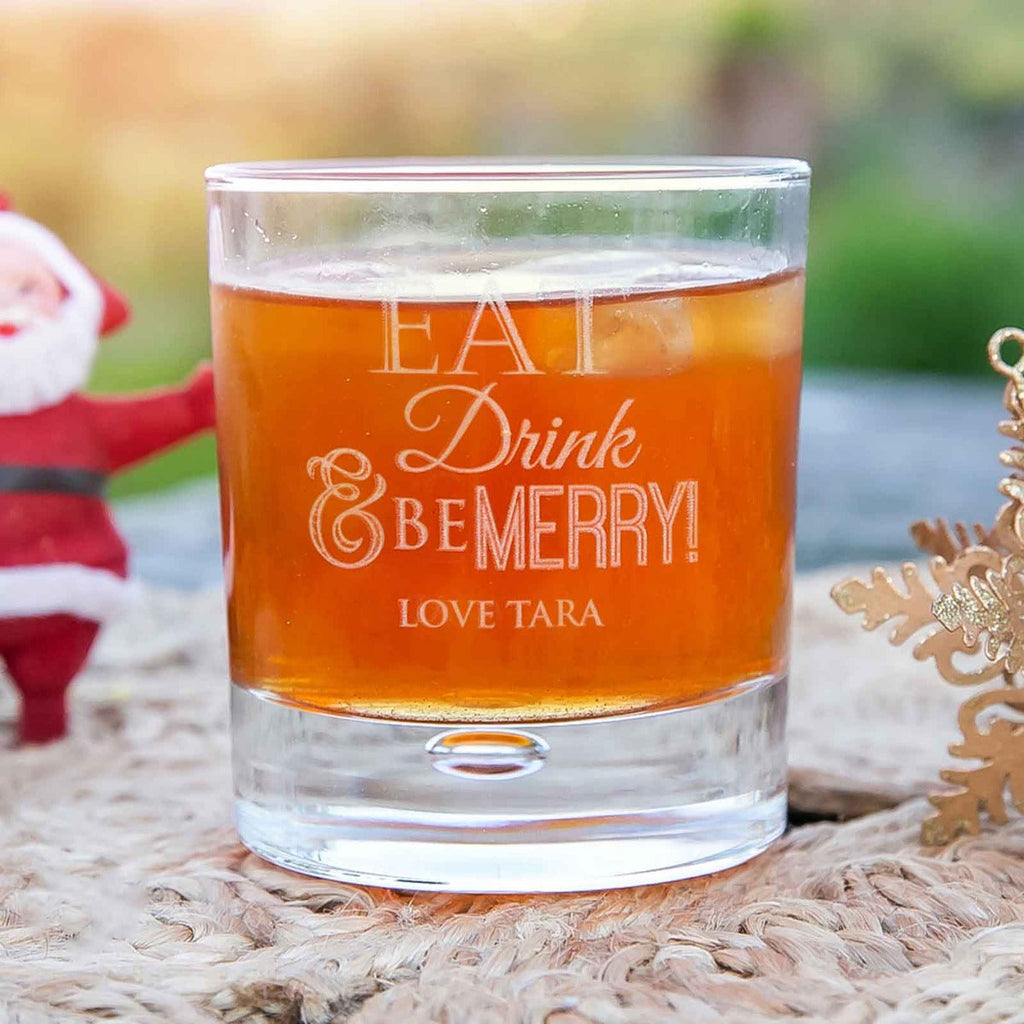 Engraved Round 305ml Scotch Glass Christmas Gift