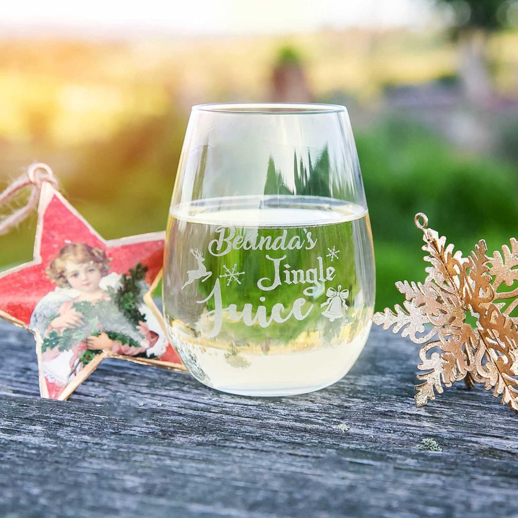 Engraved Christmas 460ml Stemless Wine Glass
