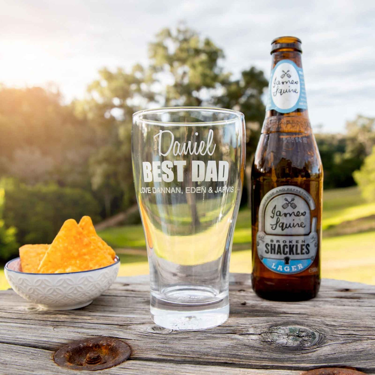 Custom Designed Engraved Father's Day 425ml Schooner Pint Beer Glass Present