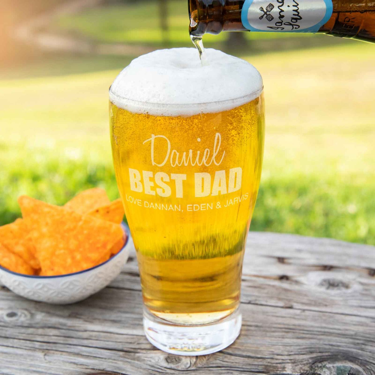 Father's Day Engraved 425ml Schooner Beer Glass