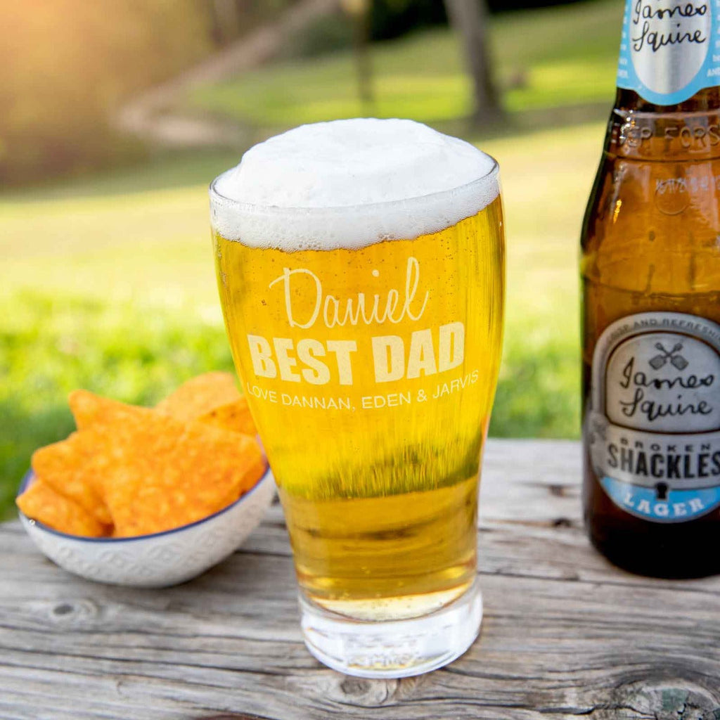Father's Day Engraved 425ml Schooner Beer Glass