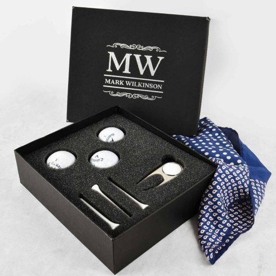 Engraved Black Leatherette Golf Gift Set Christmas Gift