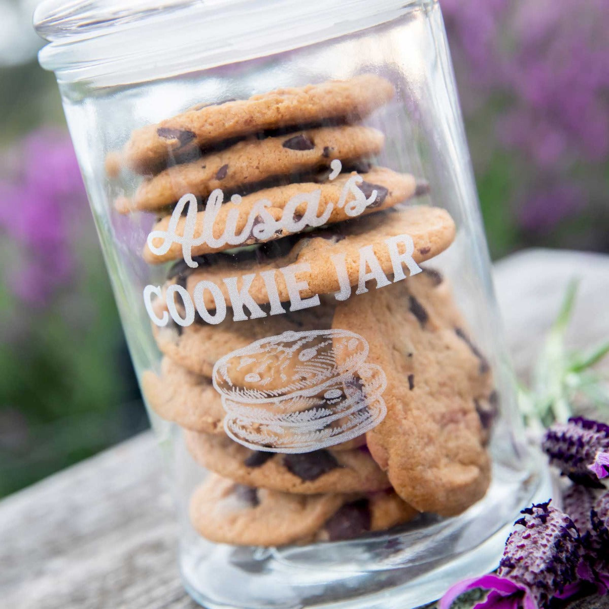 Engraved 650ml Glass Cookie Jar