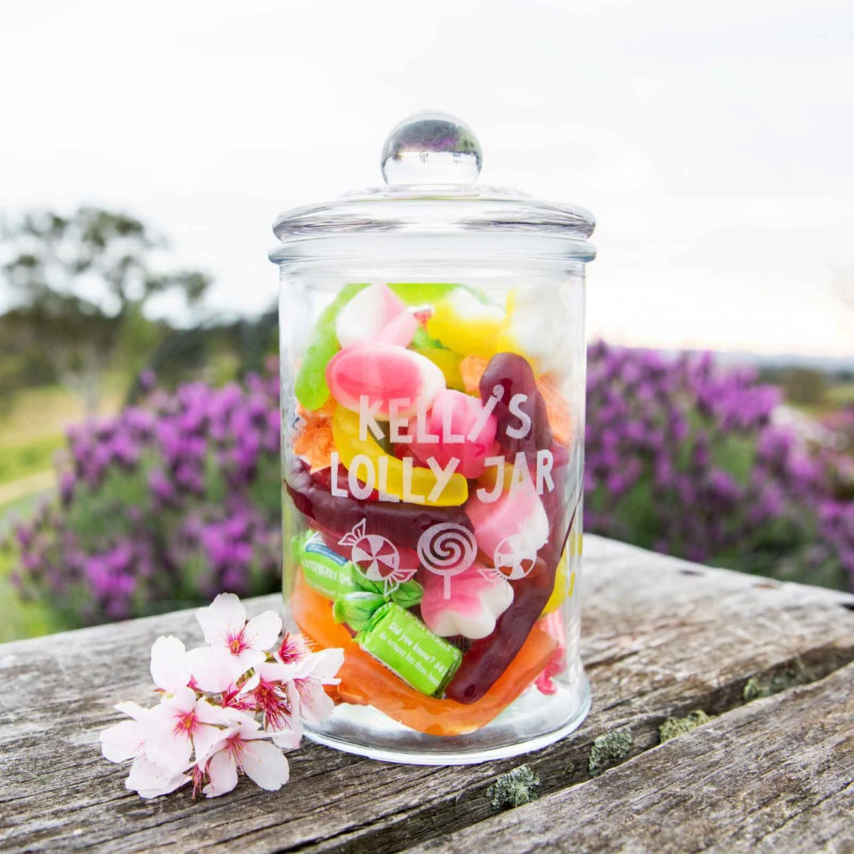 Personalised Engraved Name Glass Lolly Candy Jar