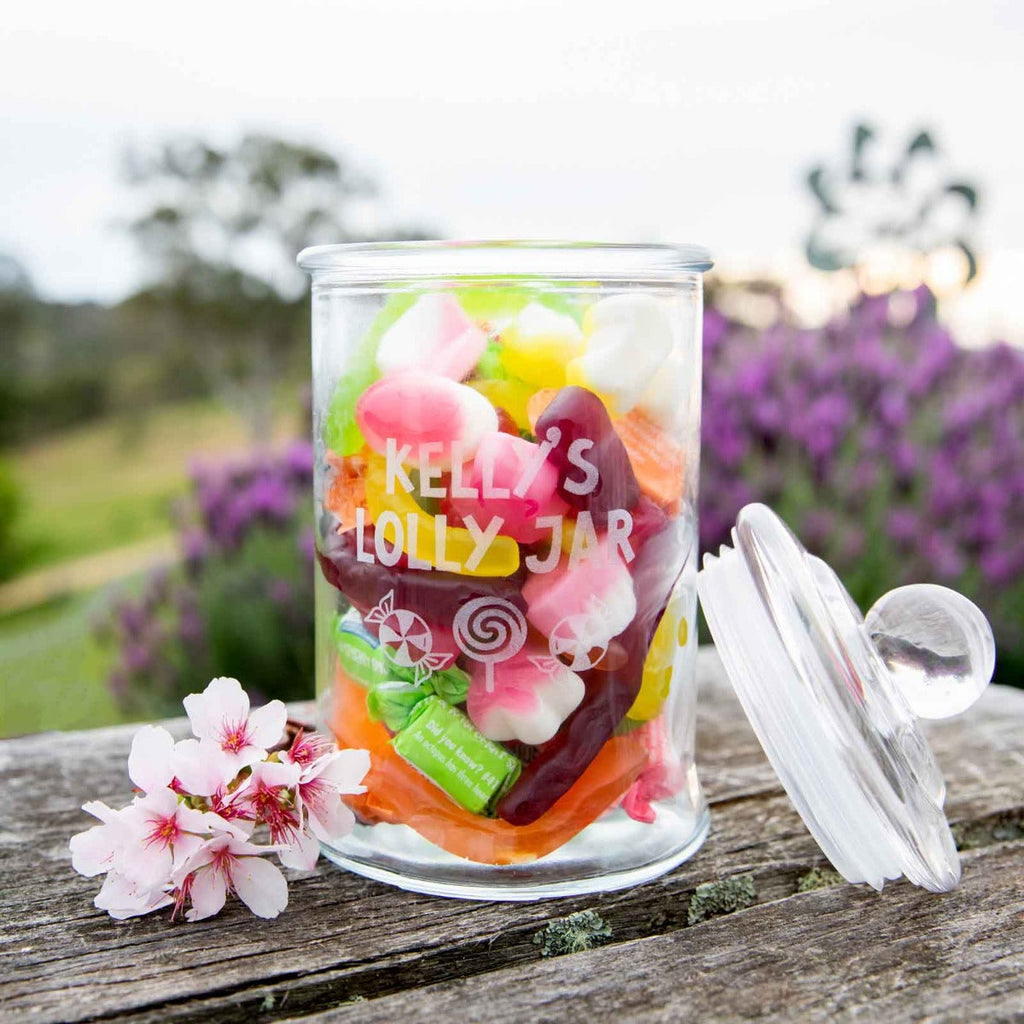 Custom Artwork Engraved Name Lolly Jar