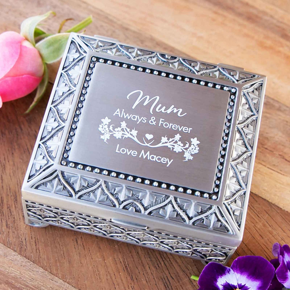 Engraved Mother's Day Pewter Jewellery Box