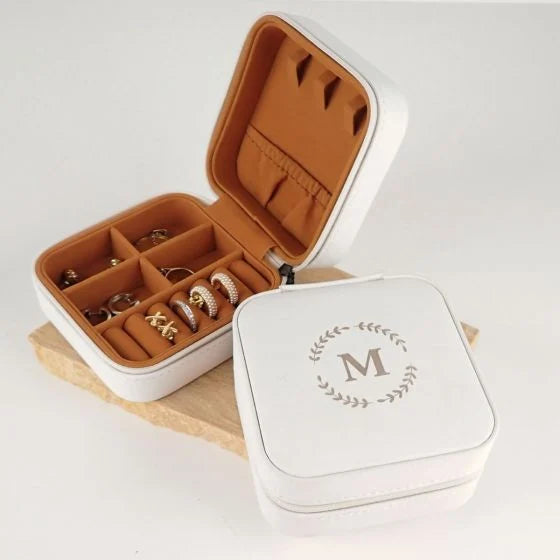 Engraved Leatherette Travel Jewellery Case