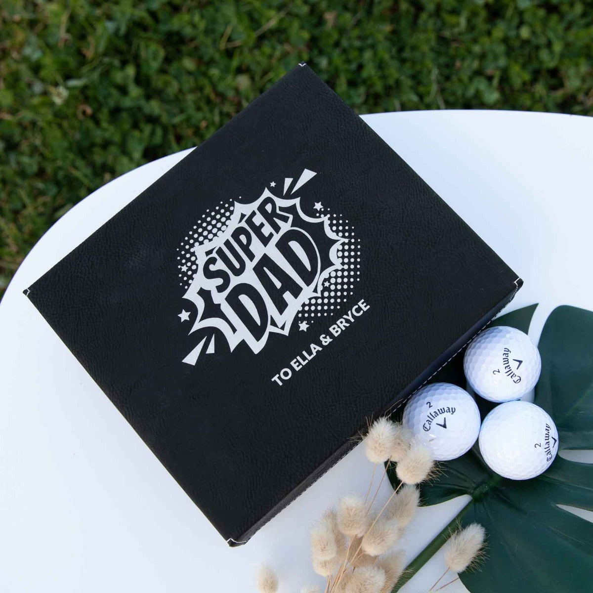 Engraved Super Dad Black Leatherette Golf Gift Set