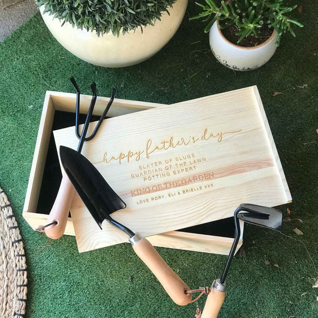 Father's Day Engraved Wooden Garden Box Kit