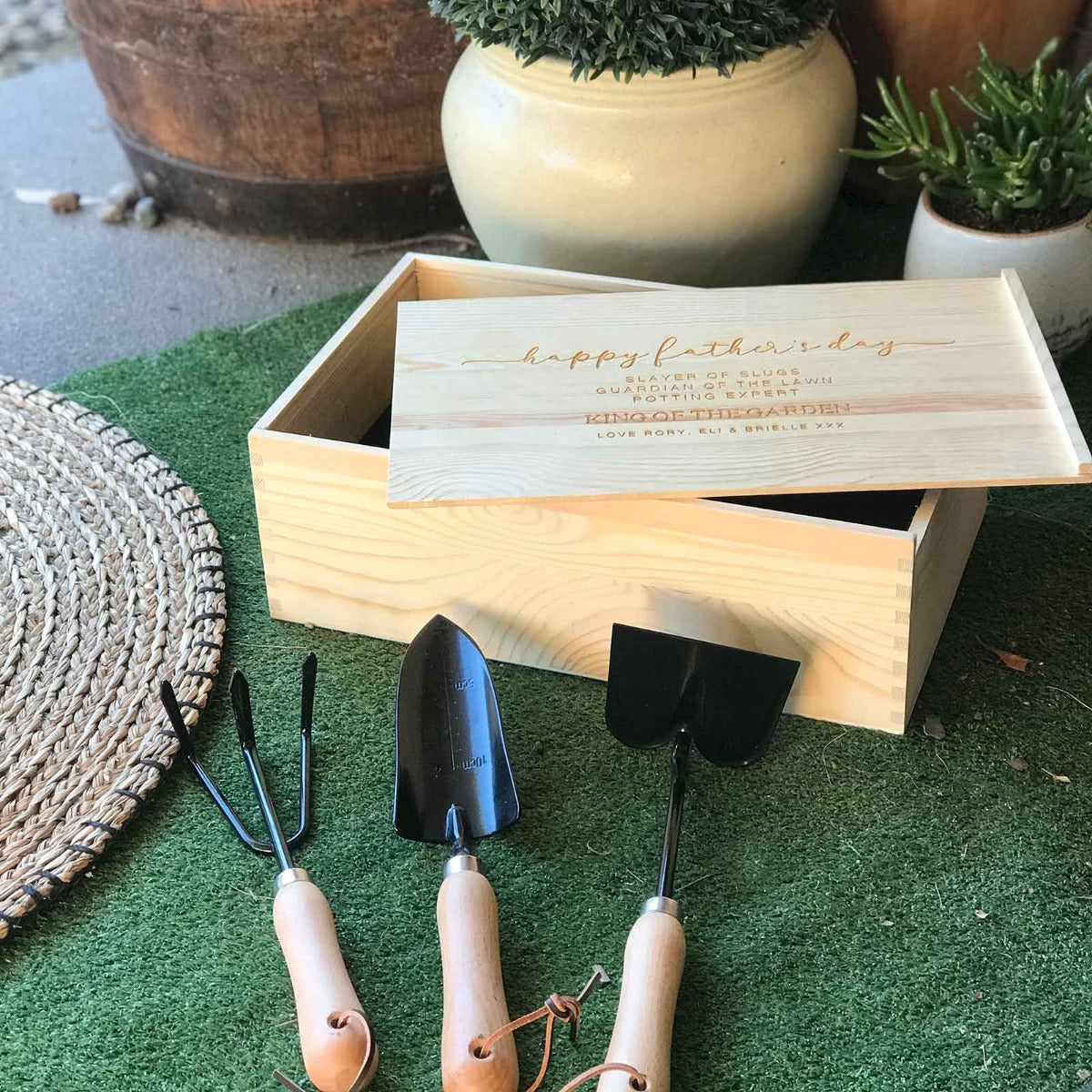 Father's Day Engraved Wooden Garden Box Kit