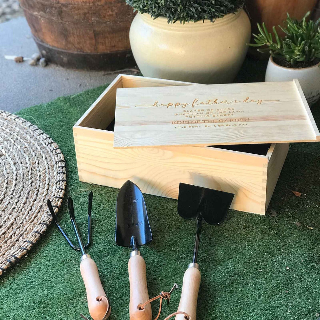 Father's Day Engraved Wooden Garden Box Kit