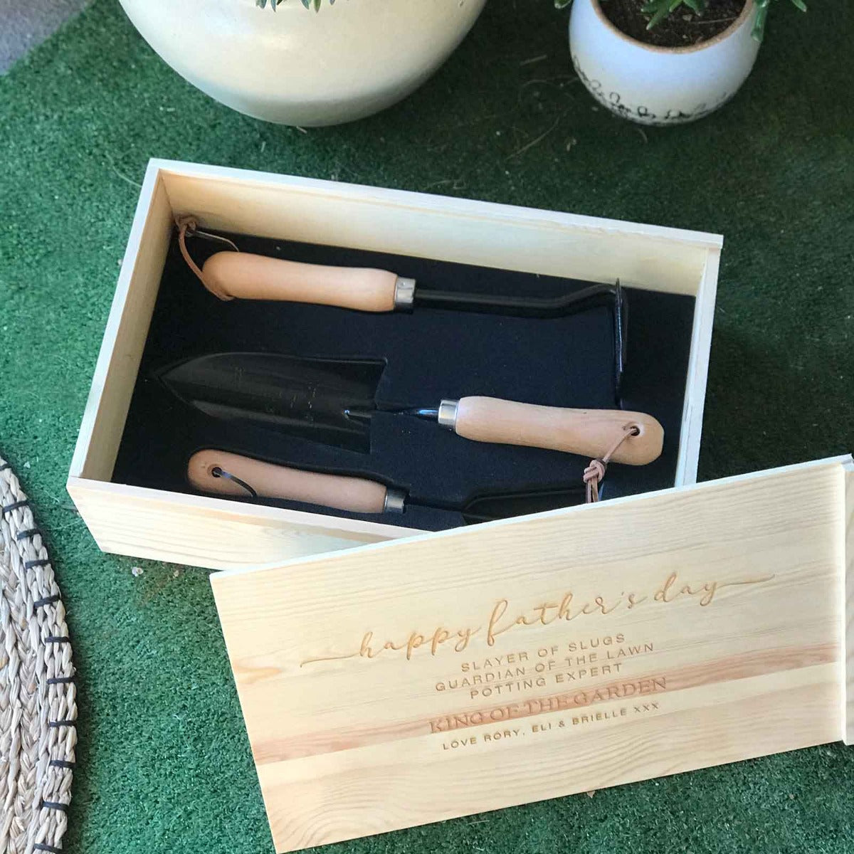 Father's Day Engraved Wooden Garden Box Kit