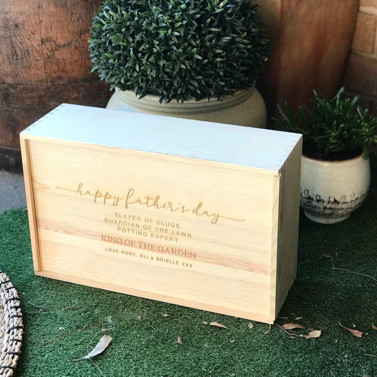 Father's Day Engraved Wooden Garden Box Kit