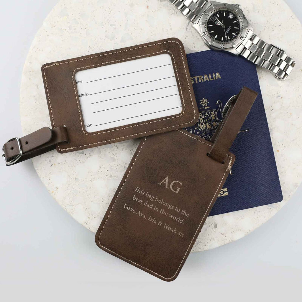 Father's Day Engraved Leatherette Luggage Tag