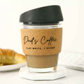 Father's Day Engraved Cork Band Reusable Glass Coffee Keep Cup