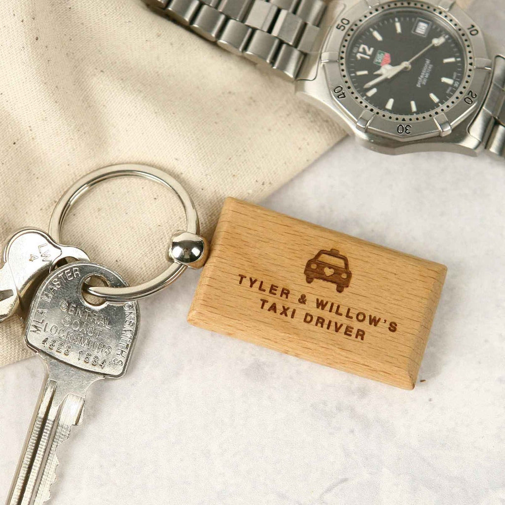 Father's Day Engraved Rectangle Wooden Keyring