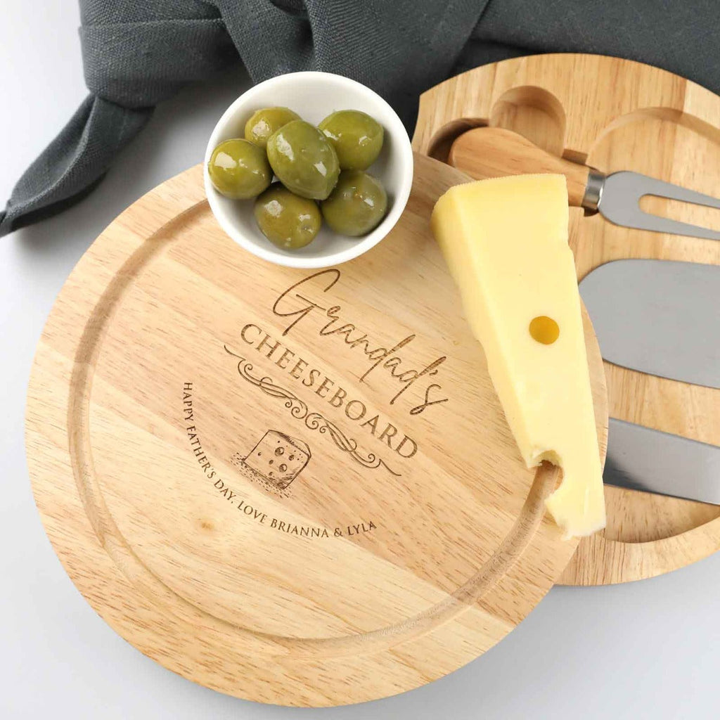 Father's Day Engraved Round Cheese Set