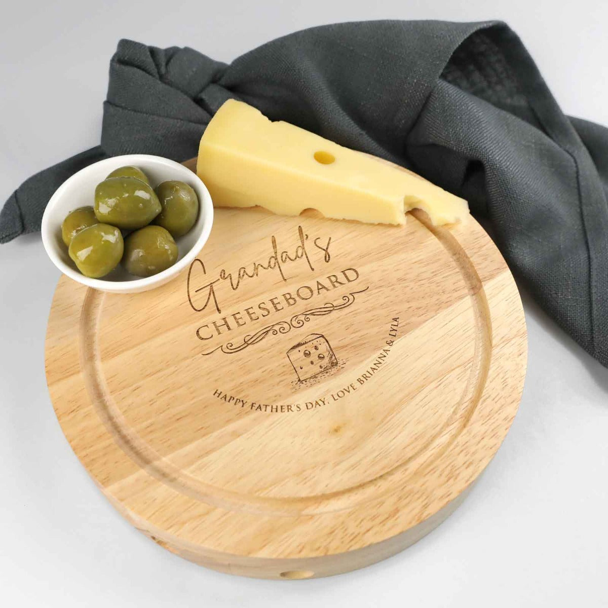 Father's Day Engraved Round Cheese Set