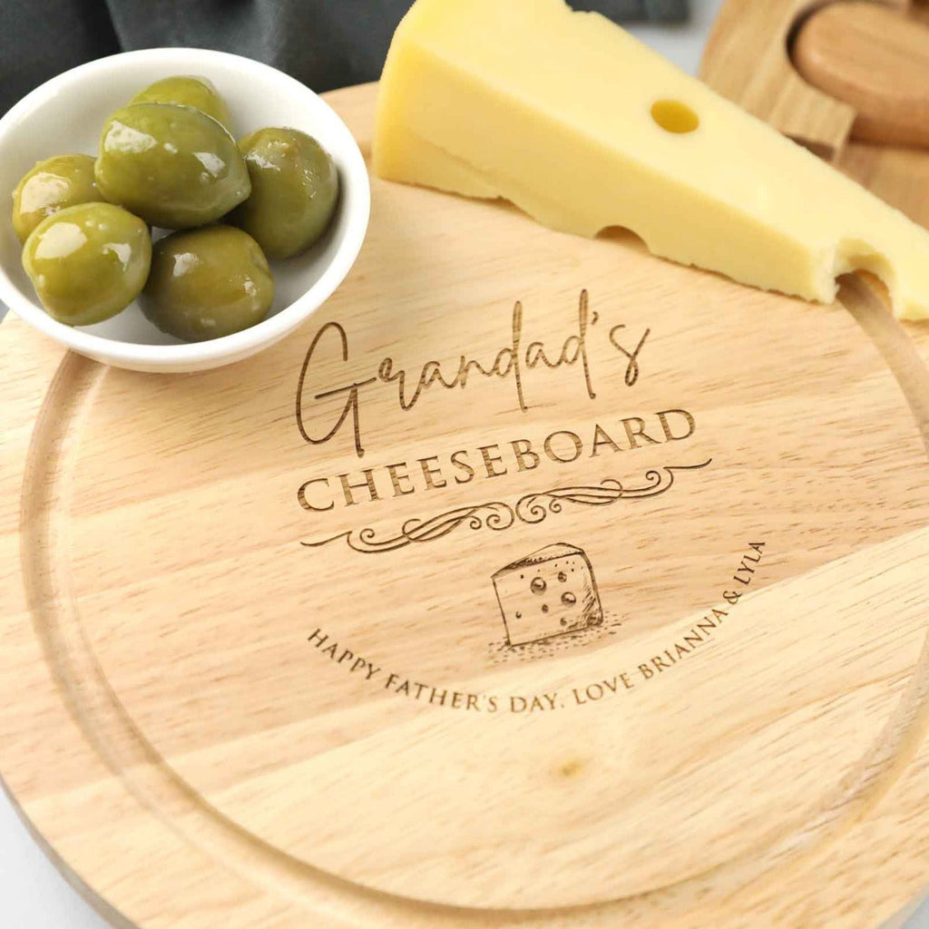 Father's Day Engraved Round Cheese Set