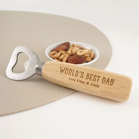 Engraved Father's Day Wooden Handle Bottle Opener