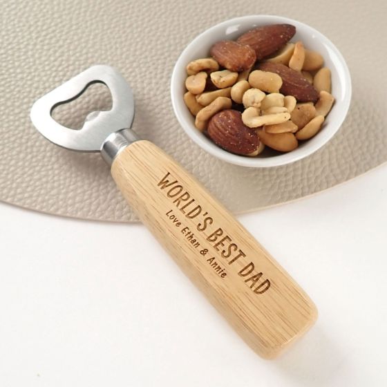 Engraved Father's Day Wooden Handle Bottle Opener