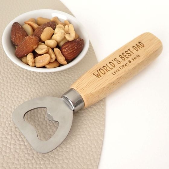 Engraved Father's Day Wooden Handle Bottle Opener